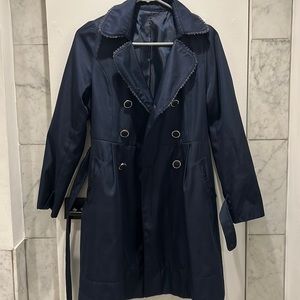 Vintage navy blue satin trench coat size small